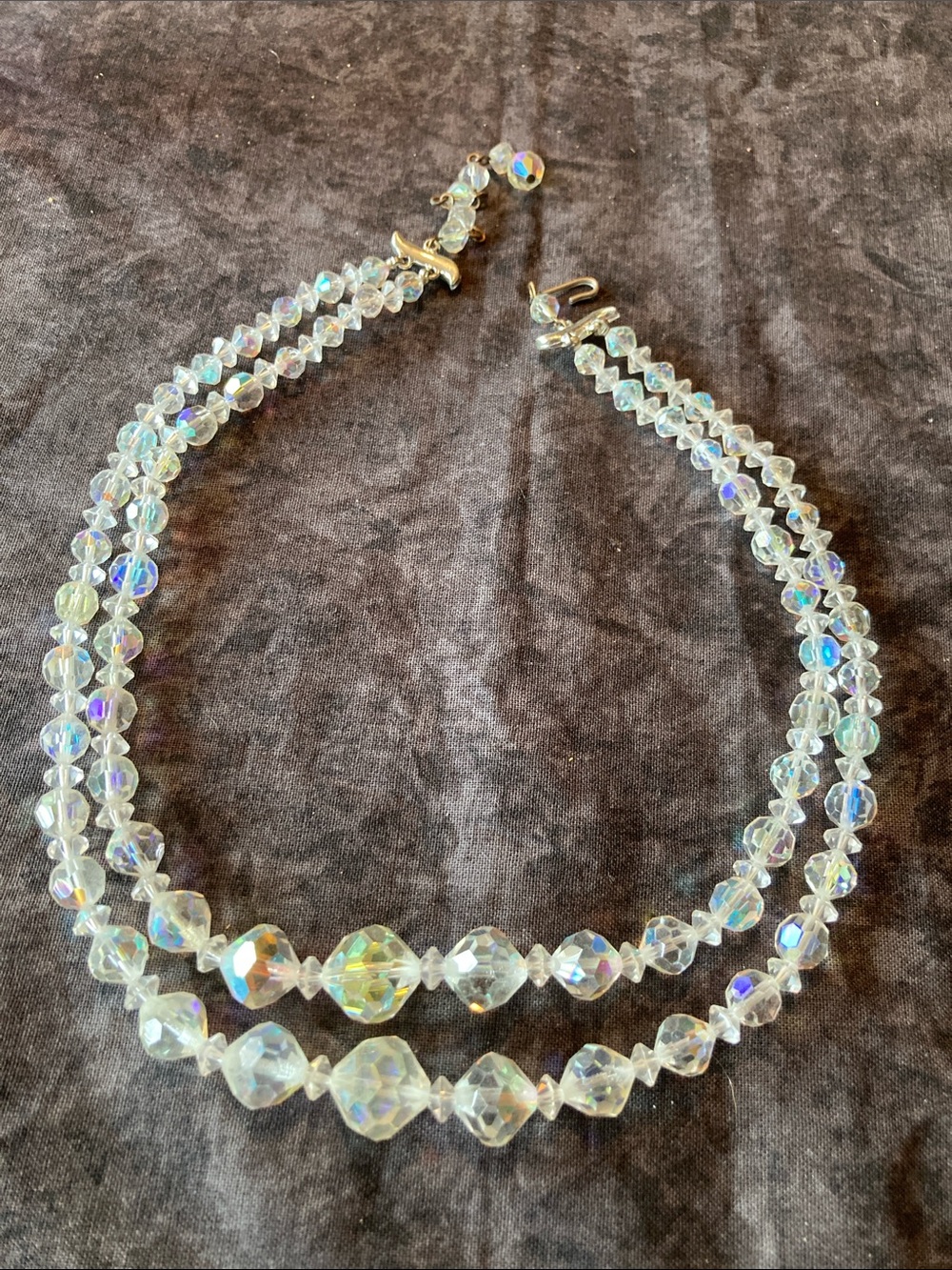 Aurora Crystal Double Strand Necklace - Iridescent